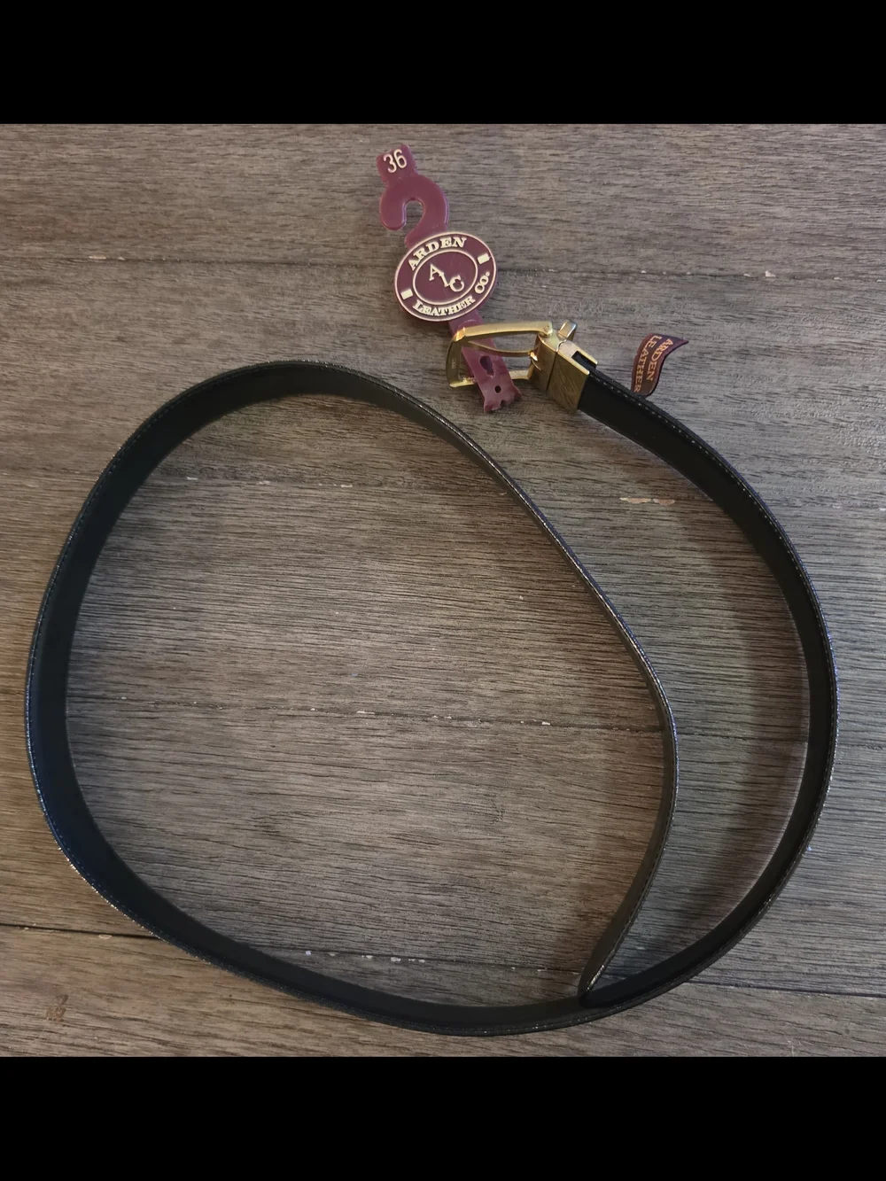 Arden Thin Black/Dark Brown Resversible Leather Belt with Gold-Tone Buckle